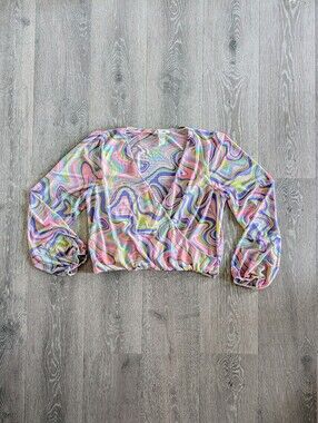 Miley & Molly Abstract Long Sleeve Crop Top